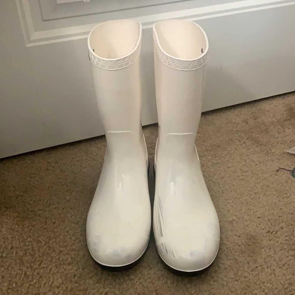 White ugg brand rain boots